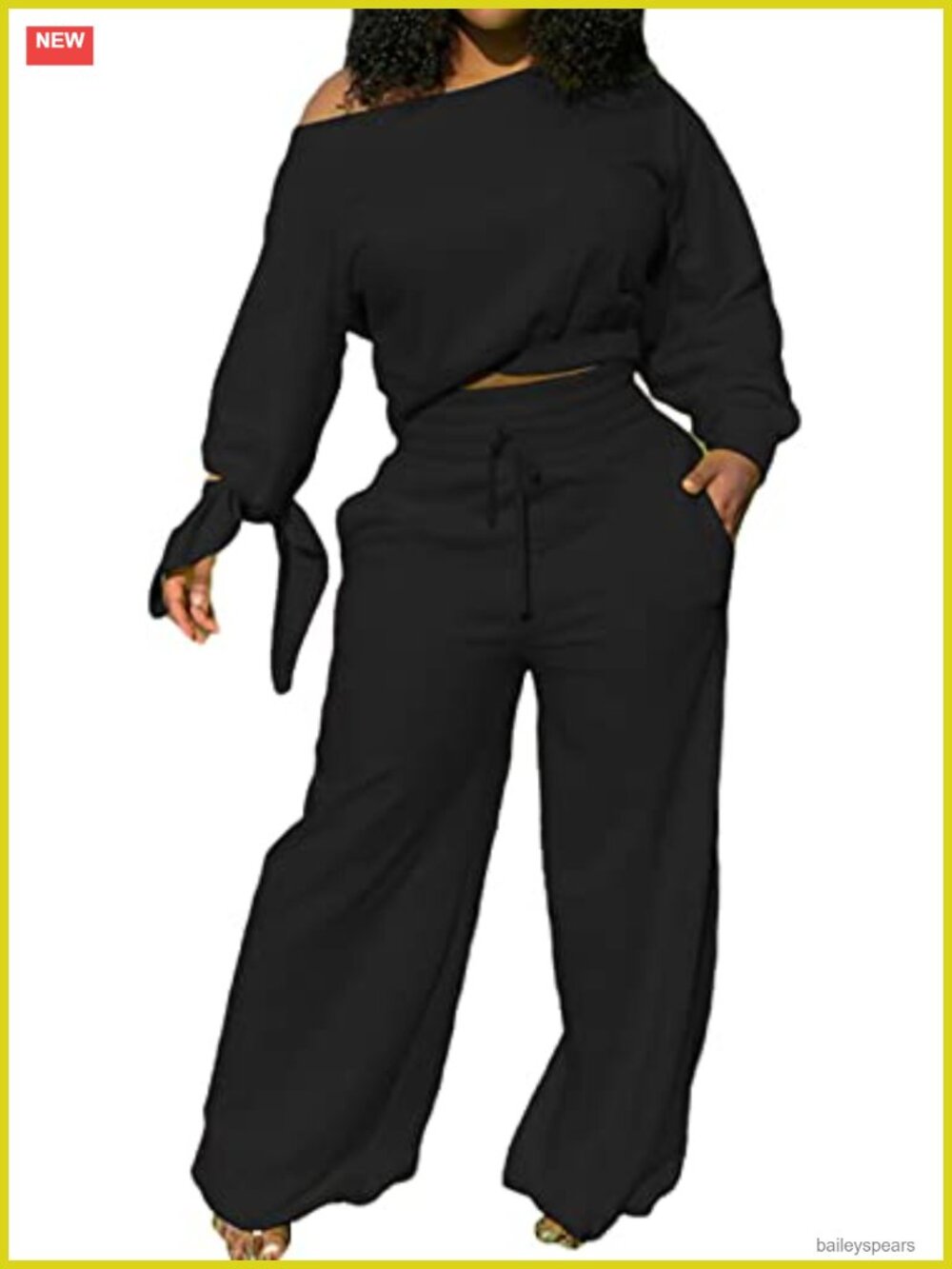 Sweatsuit Set Off Shoulder Sweatshirt & Wide Leg Pants